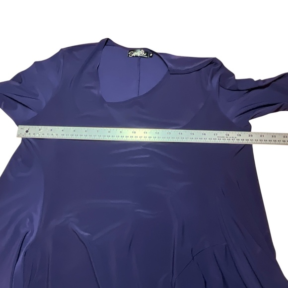 SYMPLI Deep Purple Asymetrical 3/4 Sleeve Tunic One Pocket MADE IN CANADA Sz 18 - Picture 5 of 8